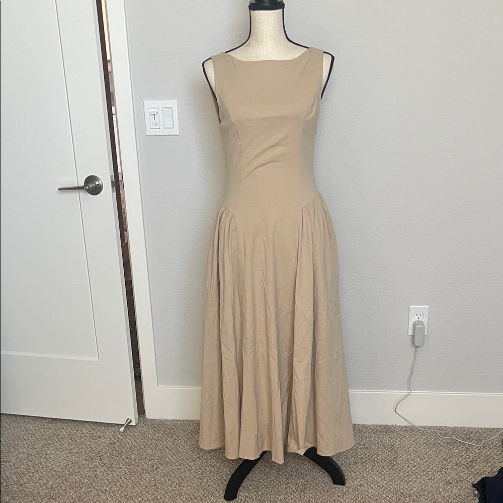 Abercrombie Sundress Sleeveless Beige Maxi Dress - Classic Elegant Silhouette